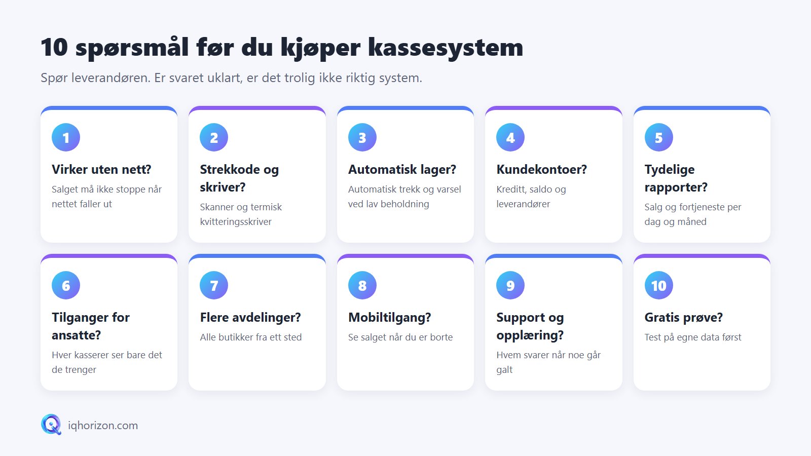 10 spørsmål før du kjøper kassesystem